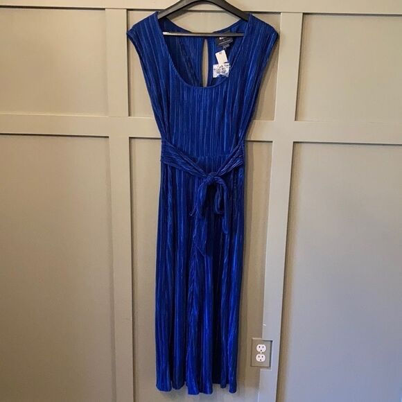 Anthropologie Maeve Sonata Jumpsuit Wide Leg Cropped Pleated Blue Size 4 NWT - Picture 6 of 16